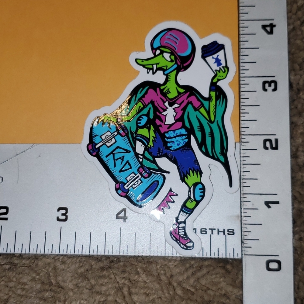 Rad skateboarding lizard sticker